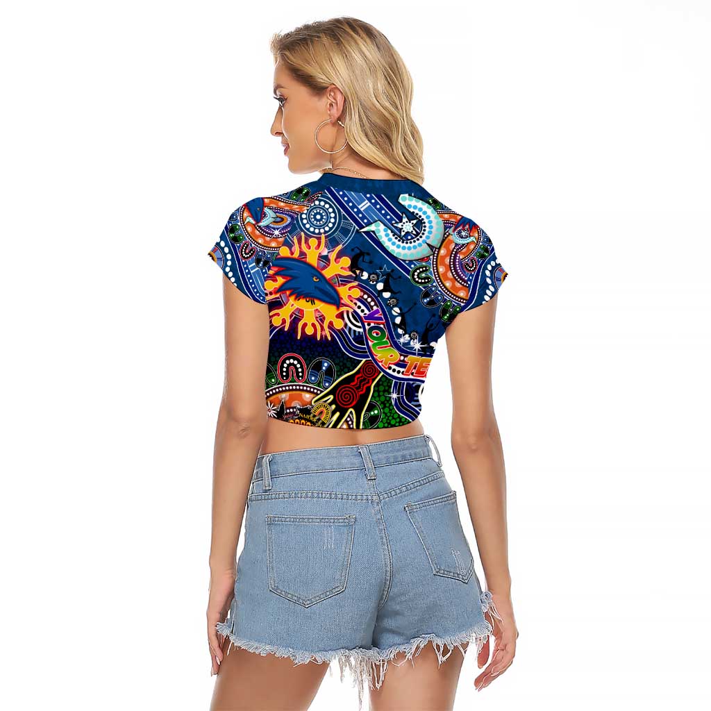 Custom NAIDOC Week 2024 Adelaide Crows Raglan Cropped T Shirt Australia Aboriginal Dot Painting