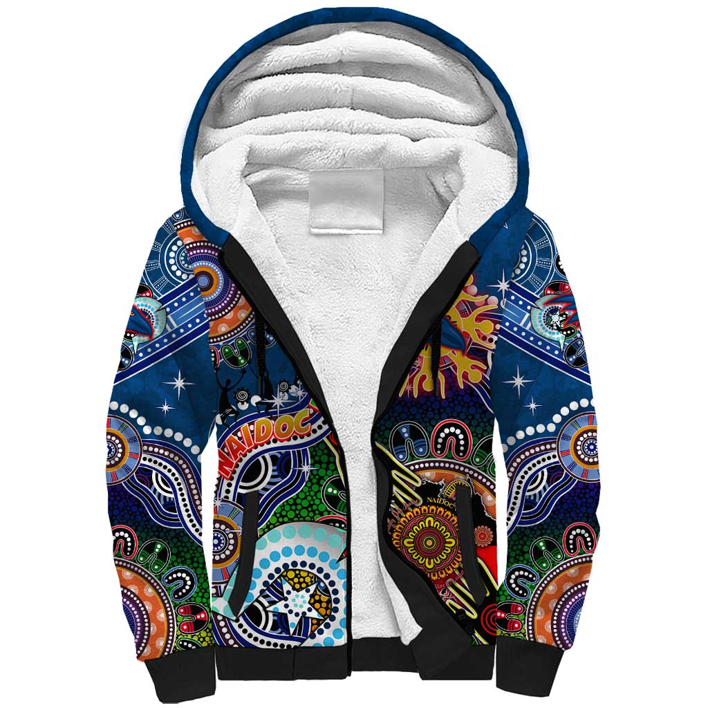 Custom NAIDOC Week 2024 Adelaide Crows Sherpa Hoodie Australia Aboriginal Dot Painting