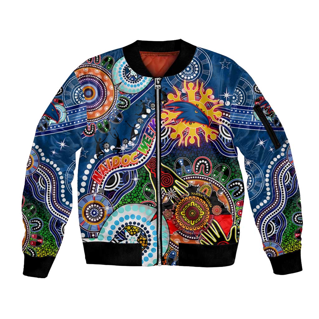Custom NAIDOC Week 2024 Adelaide Crows Sleeve Zip Bomber Jacket Australia Aboriginal Dot Painting