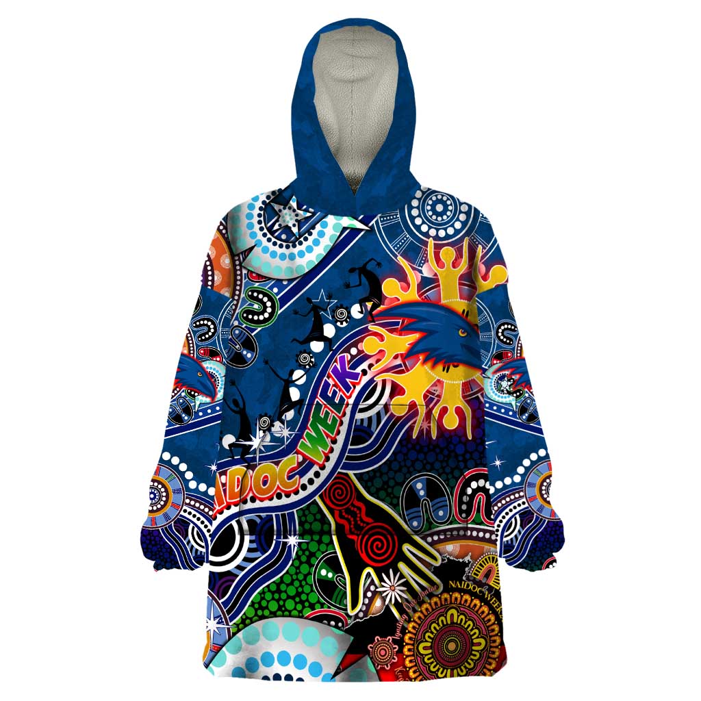 Custom NAIDOC Week 2024 Adelaide Crows Wearable Blanket Hoodie Australia Aboriginal Dot Painting