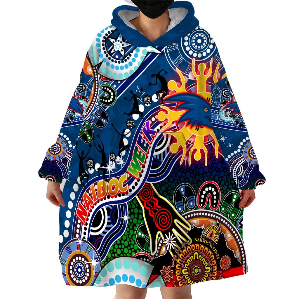 Custom NAIDOC Week 2024 Adelaide Crows Wearable Blanket Hoodie Australia Aboriginal Dot Painting
