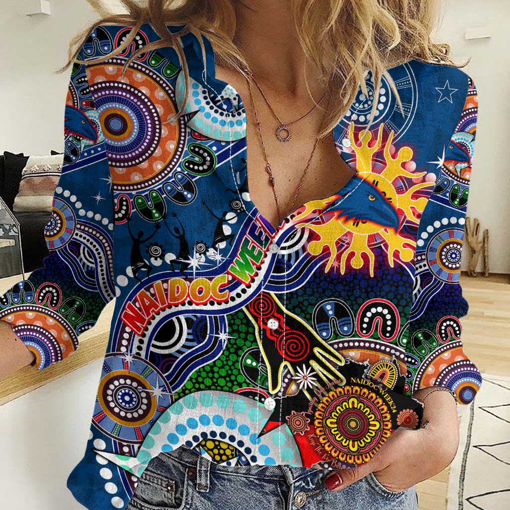 Custom NAIDOC Week 2024 Adelaide Crows Women Casual Shirt Australia Aboriginal Dot Painting