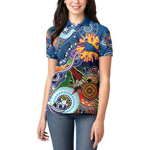 Custom NAIDOC Week 2024 Adelaide Crows Women Polo Shirt Australia Aboriginal Dot Painting