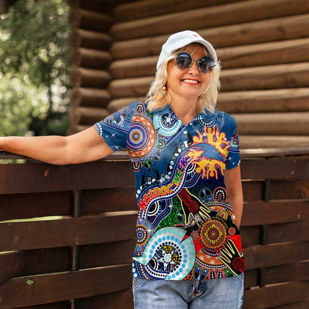 Custom NAIDOC Week 2024 Adelaide Crows Women Polo Shirt Australia Aboriginal Dot Painting