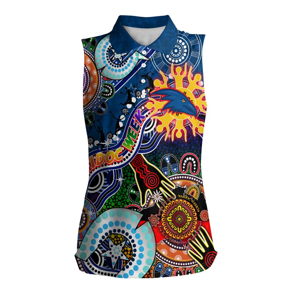 Custom NAIDOC Week 2024 Adelaide Crows Women Sleeveless Polo Shirt Australia Aboriginal Dot Painting