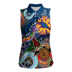 Custom NAIDOC Week 2024 Adelaide Crows Women Sleeveless Polo Shirt Australia Aboriginal Dot Painting