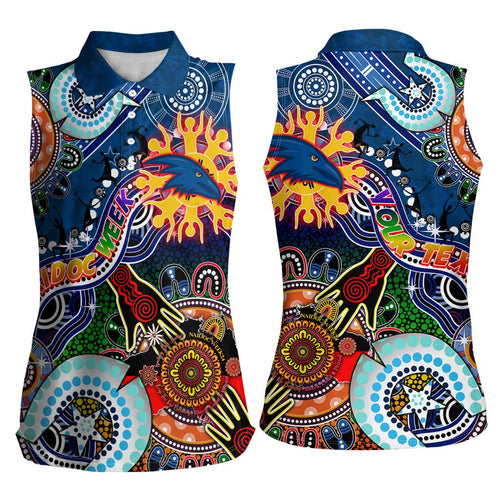 Custom NAIDOC Week 2024 Adelaide Crows Women Sleeveless Polo Shirt Australia Aboriginal Dot Painting