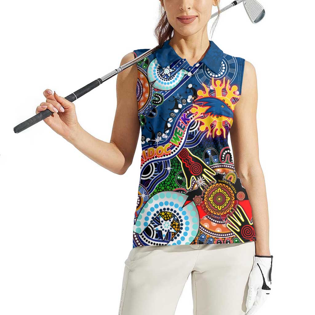Custom NAIDOC Week 2024 Adelaide Crows Women Sleeveless Polo Shirt Australia Aboriginal Dot Painting