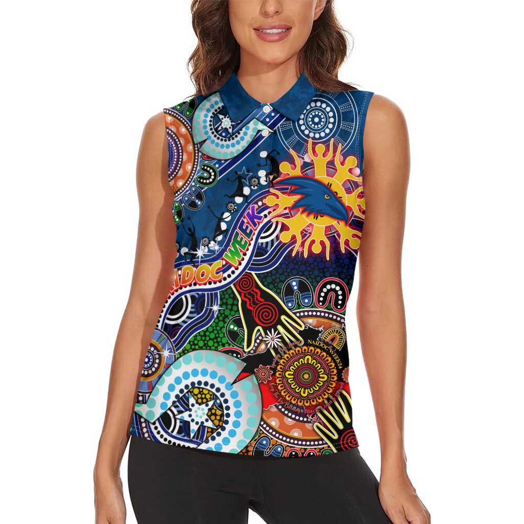 Custom NAIDOC Week 2024 Adelaide Crows Women Sleeveless Polo Shirt Australia Aboriginal Dot Painting