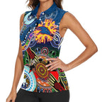 Custom NAIDOC Week 2024 Adelaide Crows Women Sleeveless Polo Shirt Australia Aboriginal Dot Painting