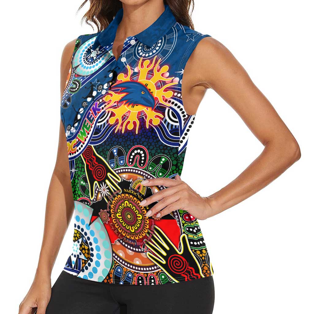 Custom NAIDOC Week 2024 Adelaide Crows Women Sleeveless Polo Shirt Australia Aboriginal Dot Painting