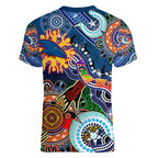 Custom NAIDOC Week 2024 Adelaide Crows Women V-Neck T-Shirt Australia Aboriginal Dot Painting