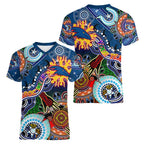 Custom NAIDOC Week 2024 Adelaide Crows Women V-Neck T-Shirt Australia Aboriginal Dot Painting