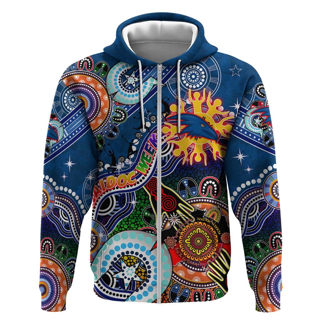 Custom NAIDOC Week 2024 Adelaide Crows Zip Hoodie Australia Aboriginal Dot Painting