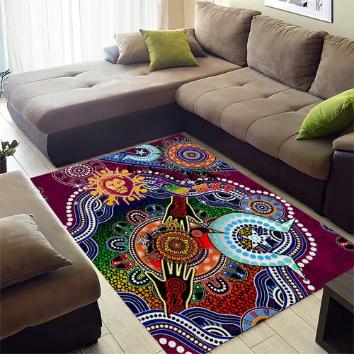 Custom NAIDOC Week 2024 Brisbane Lions Area Rug Australia Aboriginal Dot Painting