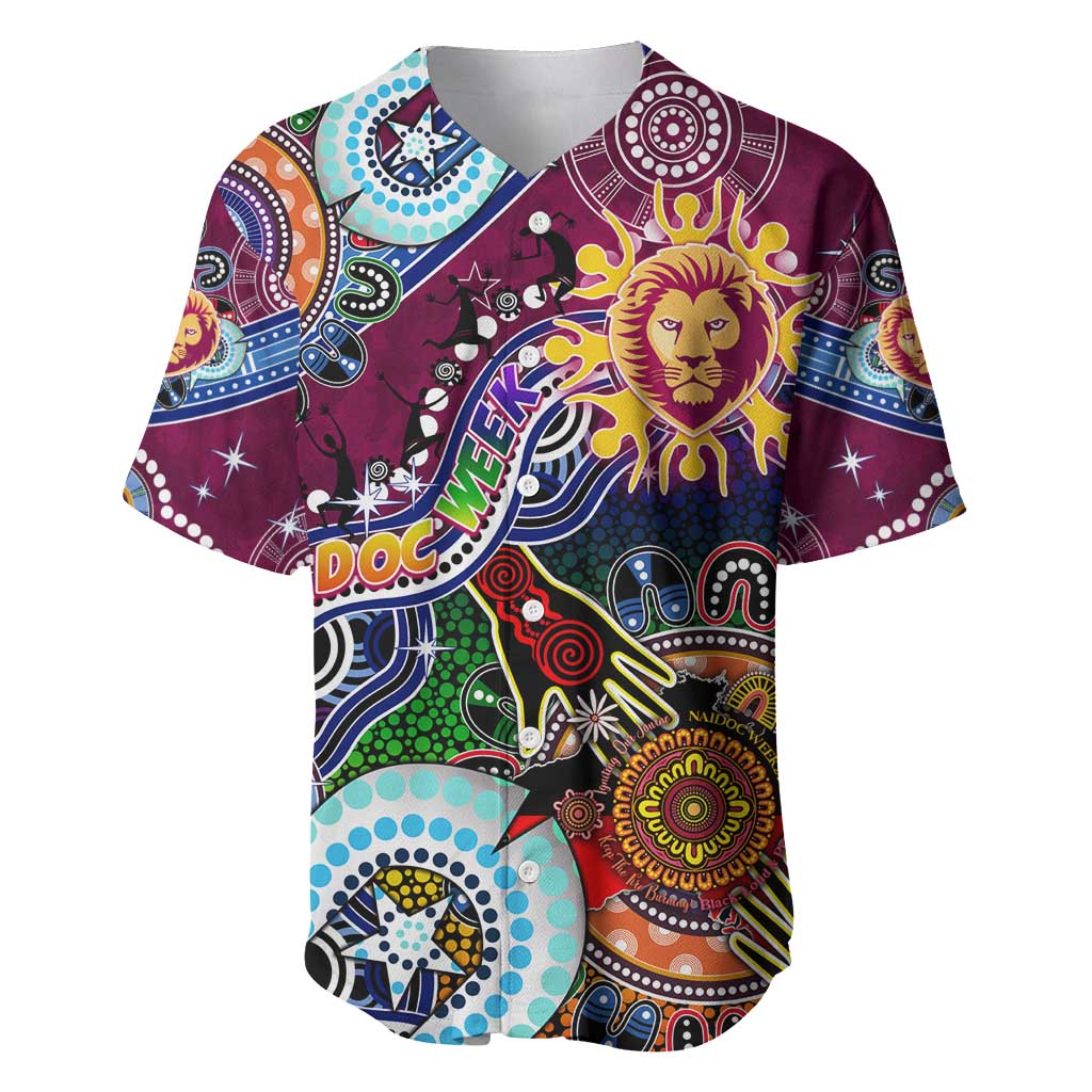 Custom NAIDOC Week 2024 Brisbane Lions Baseball Jersey Australia Aboriginal Dot Painting