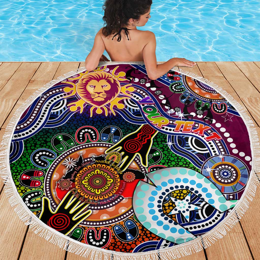 Custom NAIDOC Week 2024 Brisbane Lions Beach Blanket Australia Aboriginal Dot Painting