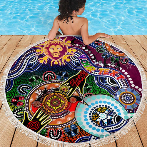 Custom NAIDOC Week 2024 Brisbane Lions Beach Blanket Australia Aboriginal Dot Painting