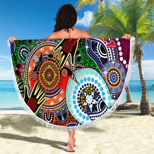 Custom NAIDOC Week 2024 Brisbane Lions Beach Blanket Australia Aboriginal Dot Painting