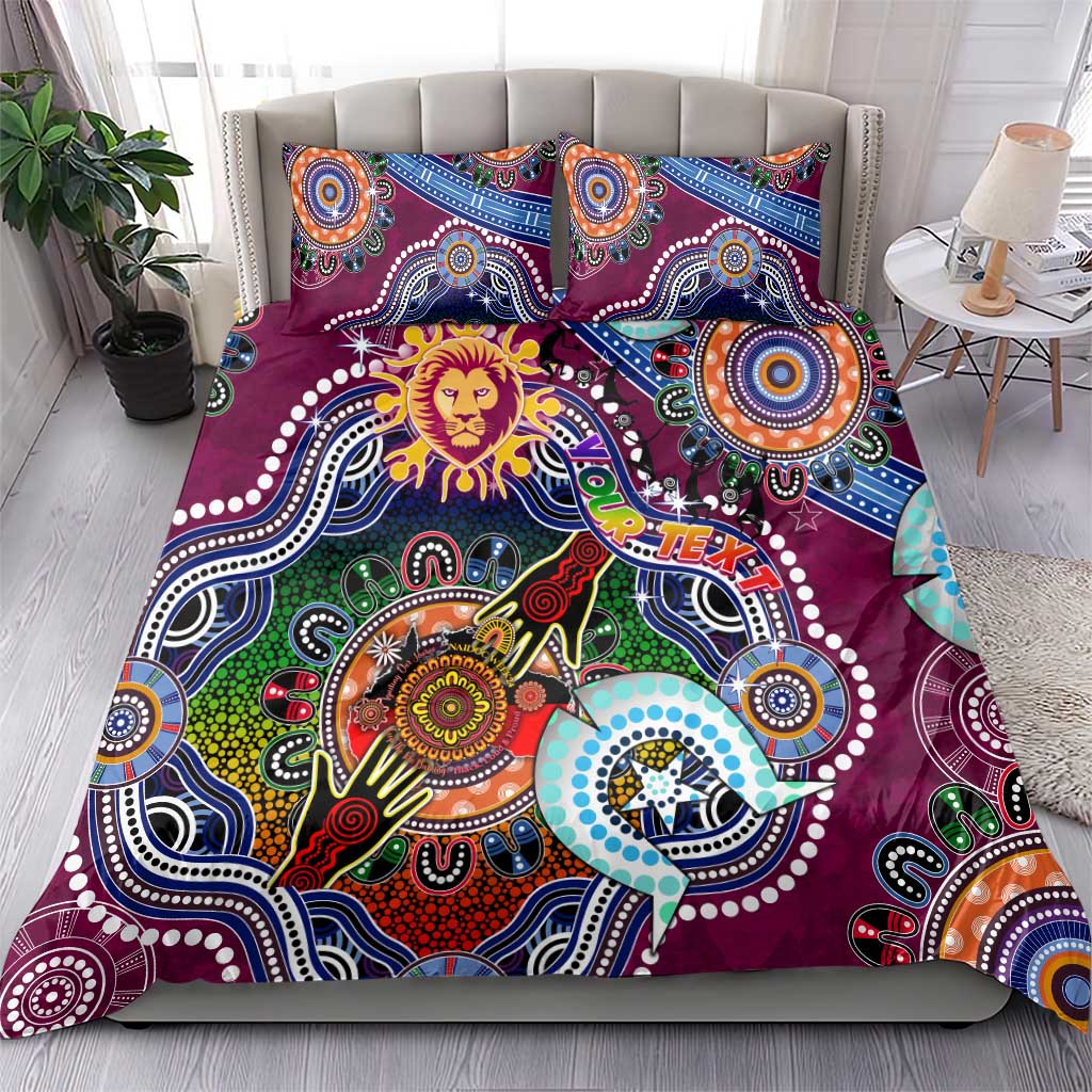 Custom NAIDOC Week 2024 Brisbane Lions Bedding Set Australia Aboriginal Dot Painting