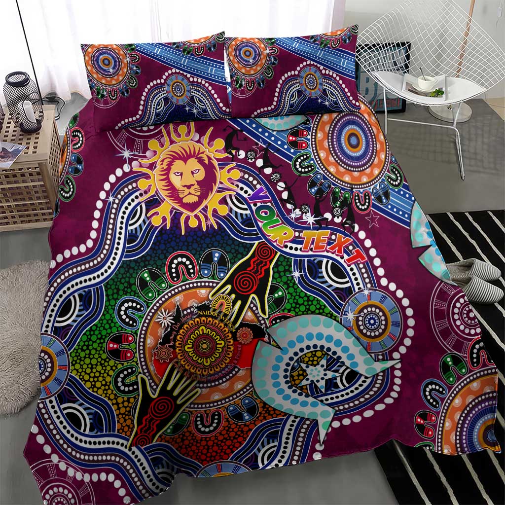 Custom NAIDOC Week 2024 Brisbane Lions Bedding Set Australia Aboriginal Dot Painting