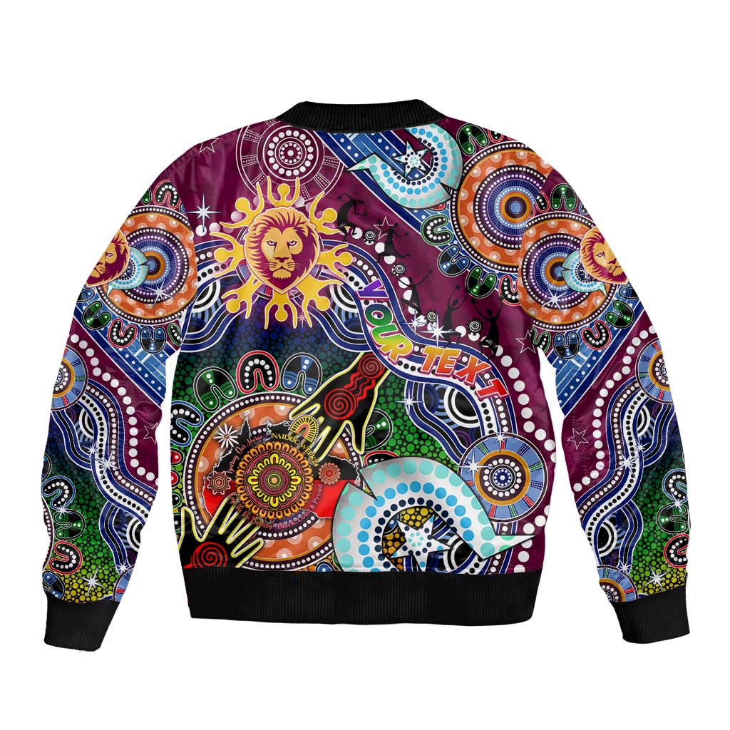 Custom NAIDOC Week 2024 Brisbane Lions Bomber Jacket Australia Aboriginal Dot Painting