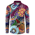 Custom NAIDOC Week 2024 Brisbane Lions Button Sweatshirt Australia Aboriginal Dot Painting