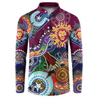 Custom NAIDOC Week 2024 Brisbane Lions Button Sweatshirt Australia Aboriginal Dot Painting