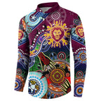Custom NAIDOC Week 2024 Brisbane Lions Button Sweatshirt Australia Aboriginal Dot Painting