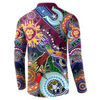 Custom NAIDOC Week 2024 Brisbane Lions Button Sweatshirt Australia Aboriginal Dot Painting