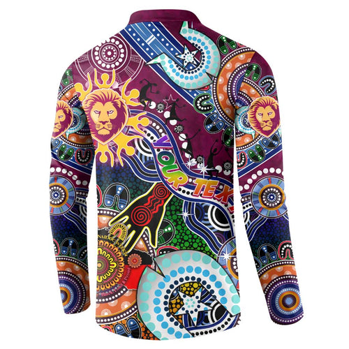 Custom NAIDOC Week 2024 Brisbane Lions Button Sweatshirt Australia Aboriginal Dot Painting