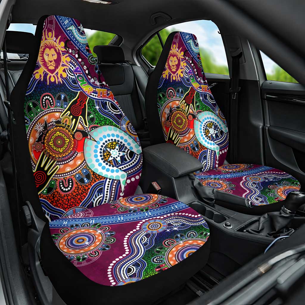 Custom NAIDOC Week 2024 Brisbane Lions Car Seat Cover Australia Aboriginal Dot Painting
