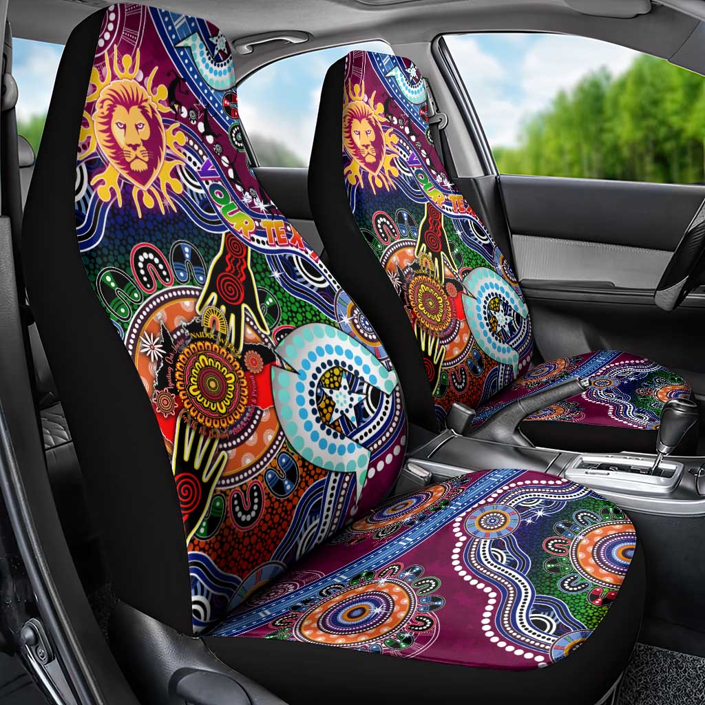 Custom NAIDOC Week 2024 Brisbane Lions Car Seat Cover Australia Aboriginal Dot Painting