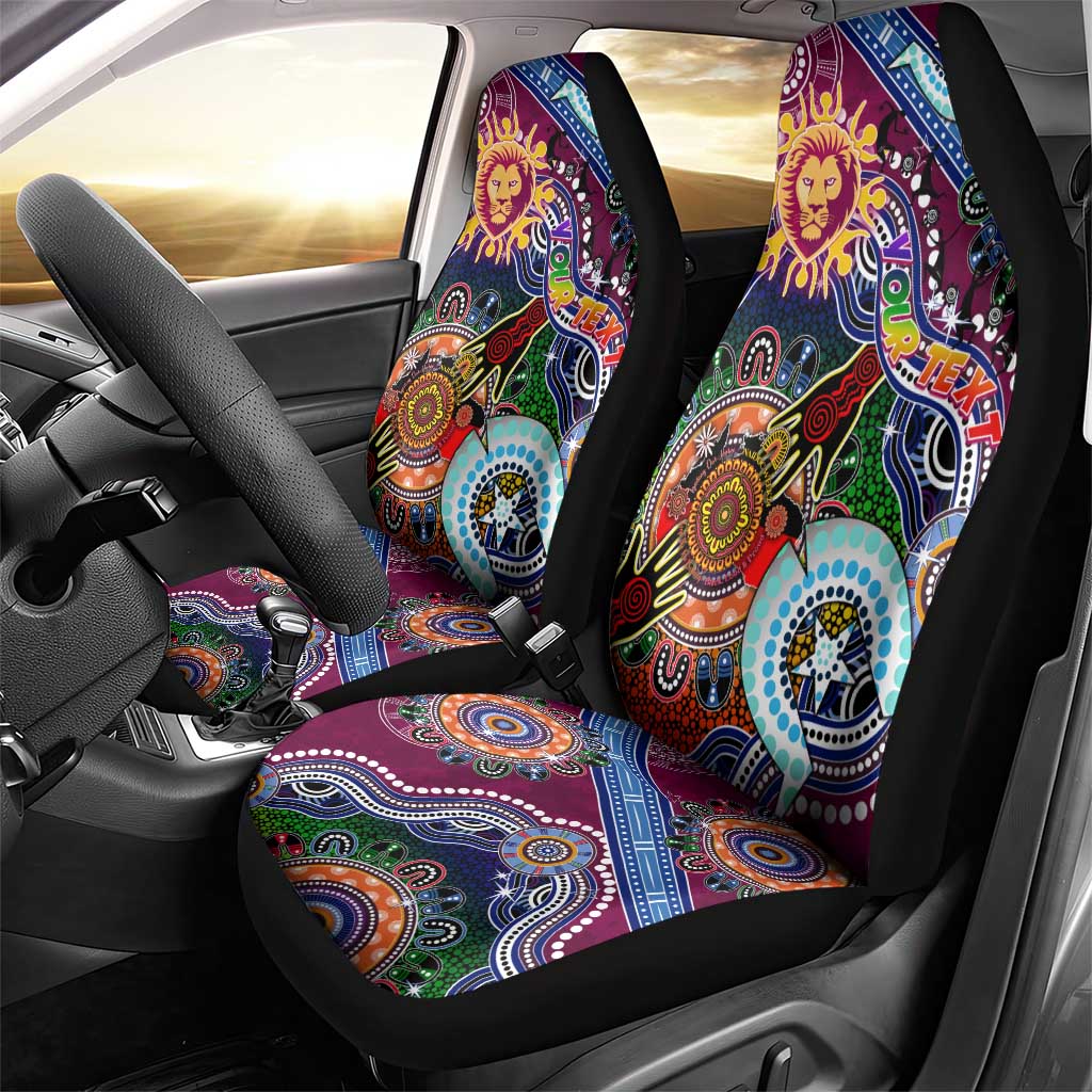 Custom NAIDOC Week 2024 Brisbane Lions Car Seat Cover Australia Aboriginal Dot Painting