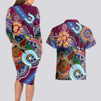 Custom NAIDOC Week 2024 Brisbane Lions Couples Matching Long Sleeve Bodycon Dress and Hawaiian Shirt Australia Aboriginal Dot Painting