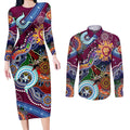 Custom NAIDOC Week 2024 Brisbane Lions Couples Matching Long Sleeve Bodycon Dress and Long Sleeve Button Shirt Australia Aboriginal Dot Painting
