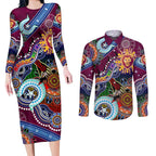 Custom NAIDOC Week 2024 Brisbane Lions Couples Matching Long Sleeve Bodycon Dress and Long Sleeve Button Shirt Australia Aboriginal Dot Painting