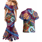 Custom NAIDOC Week 2024 Brisbane Lions Couples Matching Mermaid Dress and Hawaiian Shirt Australia Aboriginal Dot Painting