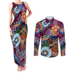 Custom NAIDOC Week 2024 Brisbane Lions Couples Matching Tank Maxi Dress and Long Sleeve Button Shirt Australia Aboriginal Dot Painting