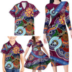 Custom NAIDOC Week 2024 Brisbane Lions Family Matching Long Sleeve Bodycon Dress and Hawaiian Shirt Australia Aboriginal Dot Painting