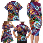Custom NAIDOC Week 2024 Brisbane Lions Family Matching Long Sleeve Bodycon Dress and Hawaiian Shirt Australia Aboriginal Dot Painting
