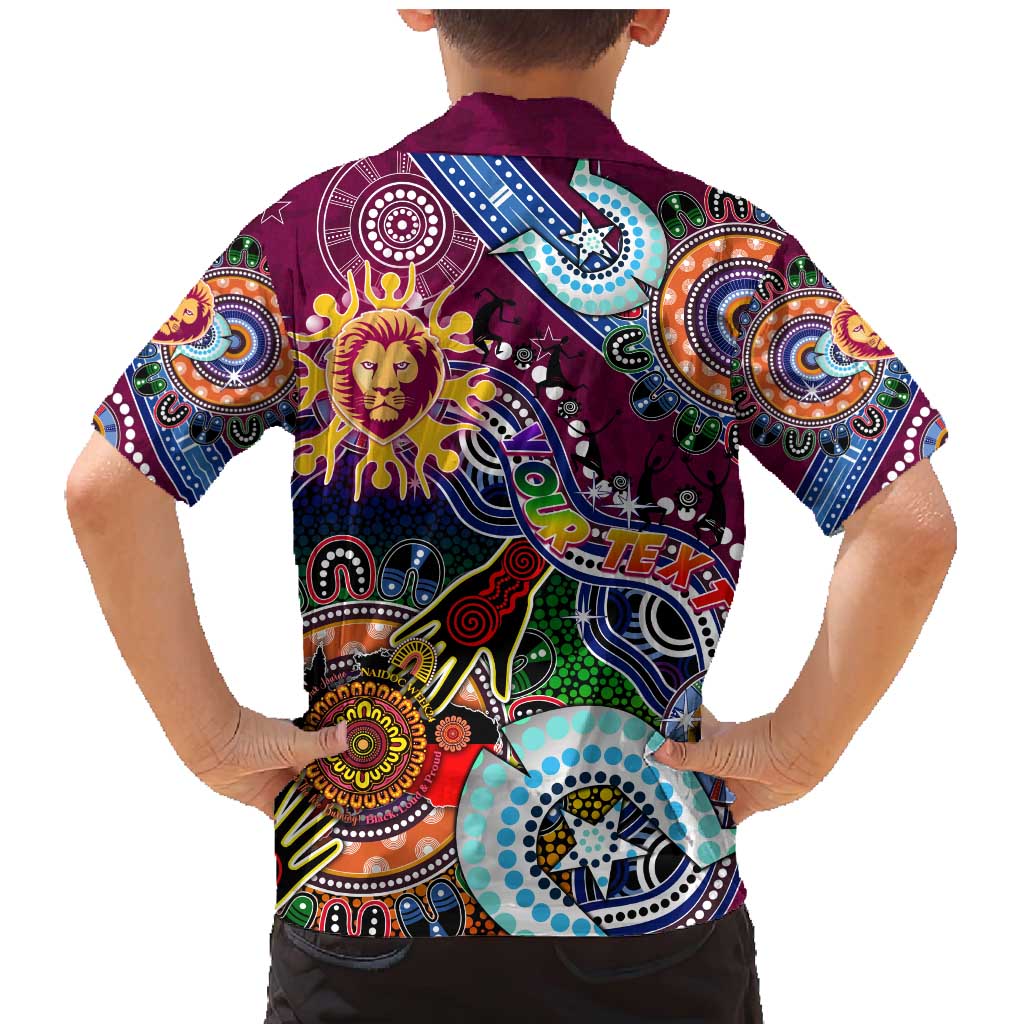 Custom NAIDOC Week 2024 Brisbane Lions Family Matching Mermaid Dress and Hawaiian Shirt Australia Aboriginal Dot Painting