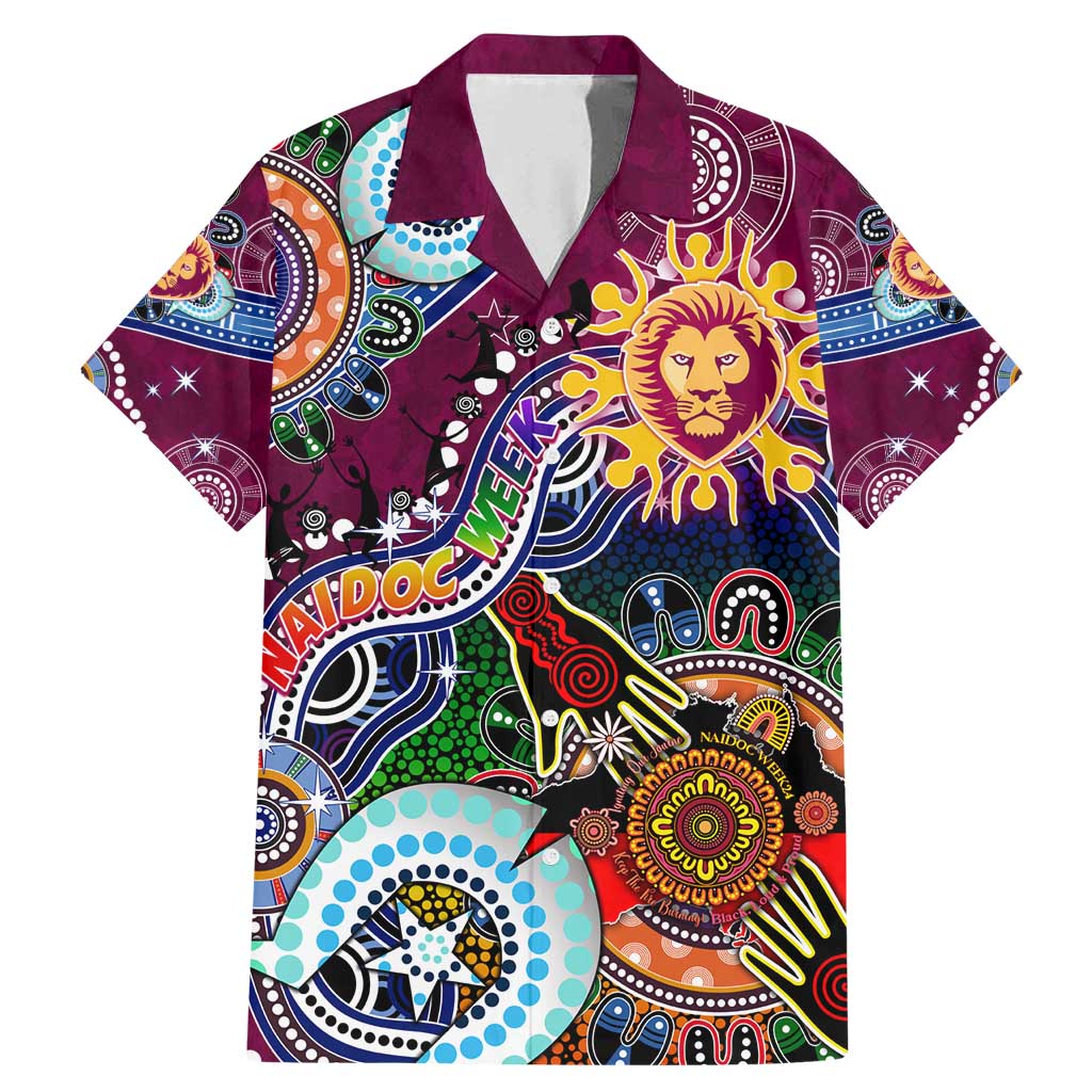 Custom NAIDOC Week 2024 Brisbane Lions Family Matching Mermaid Dress and Hawaiian Shirt Australia Aboriginal Dot Painting