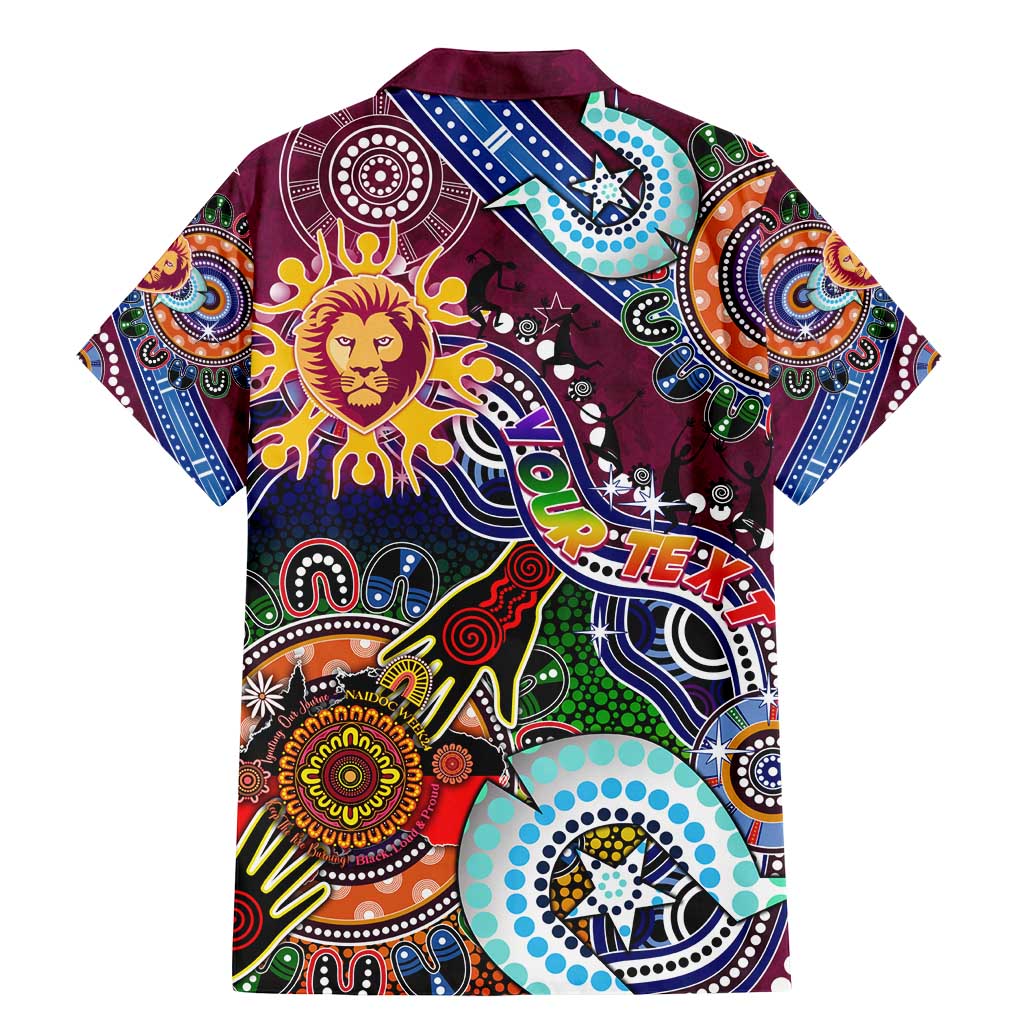 Custom NAIDOC Week 2024 Brisbane Lions Family Matching Mermaid Dress and Hawaiian Shirt Australia Aboriginal Dot Painting
