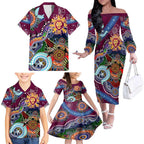Custom NAIDOC Week 2024 Brisbane Lions Family Matching Off The Shoulder Long Sleeve Dress and Hawaiian Shirt Australia Aboriginal Dot Painting