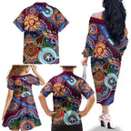 Custom NAIDOC Week 2024 Brisbane Lions Family Matching Off The Shoulder Long Sleeve Dress and Hawaiian Shirt Australia Aboriginal Dot Painting