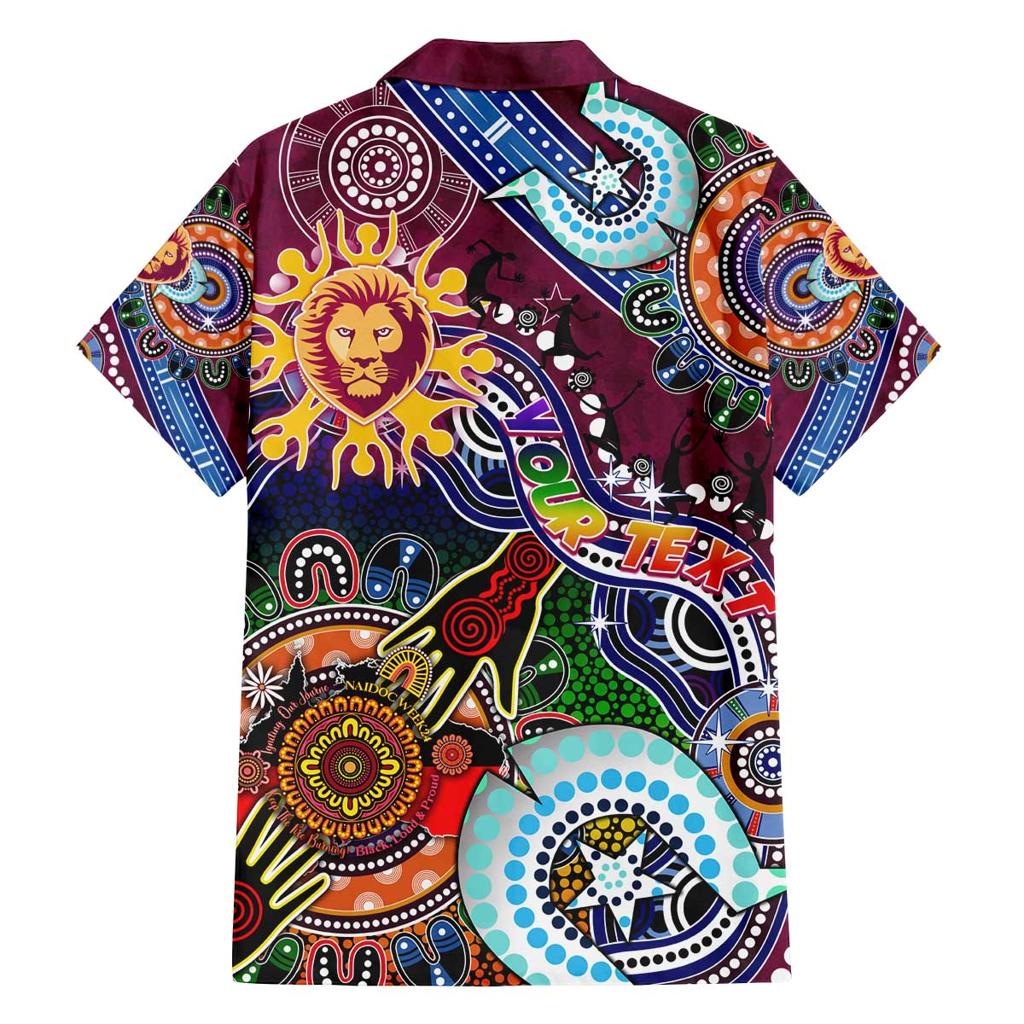 Custom NAIDOC Week 2024 Brisbane Lions Family Matching Off The Shoulder Long Sleeve Dress and Hawaiian Shirt Australia Aboriginal Dot Painting