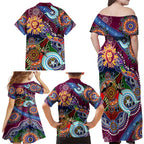 Custom NAIDOC Week 2024 Brisbane Lions Family Matching Off Shoulder Maxi Dress and Hawaiian Shirt Australia Aboriginal Dot Painting