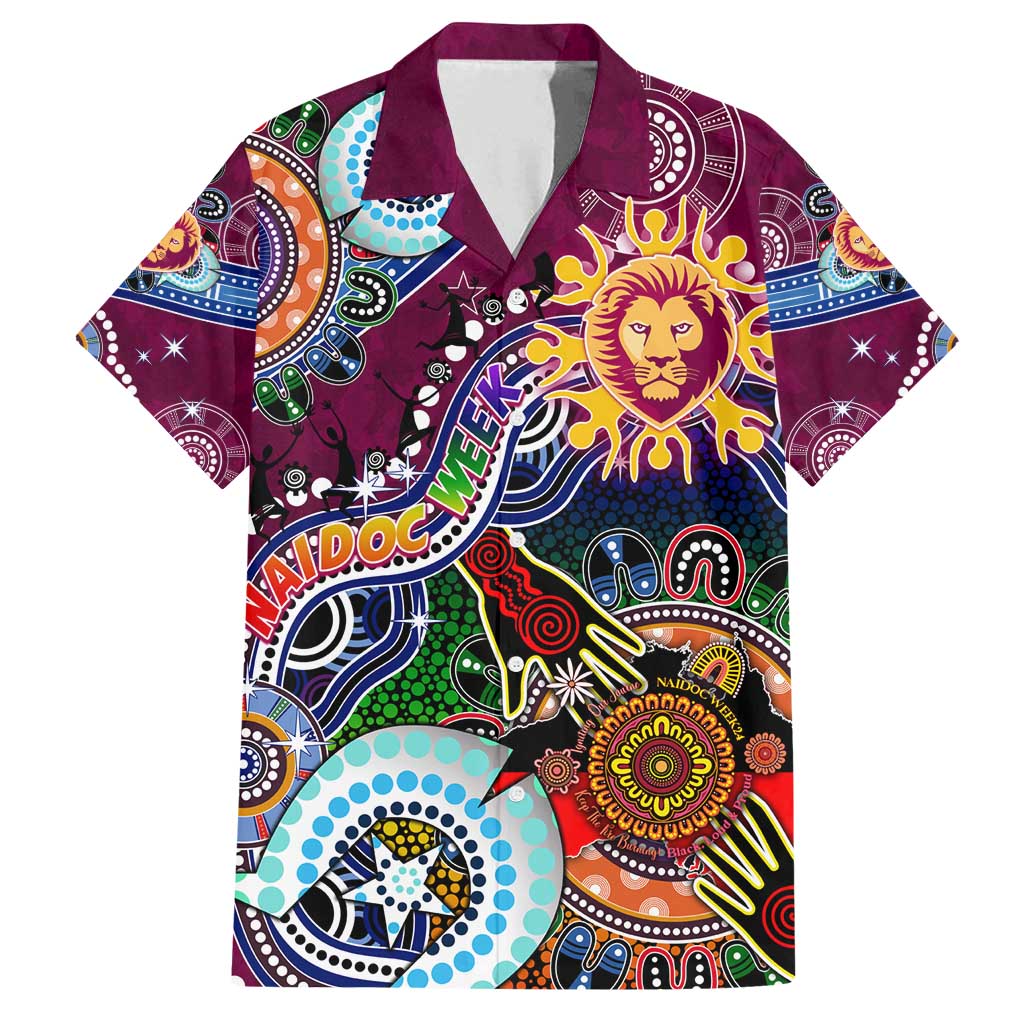 Custom NAIDOC Week 2024 Brisbane Lions Family Matching Off Shoulder Maxi Dress and Hawaiian Shirt Australia Aboriginal Dot Painting