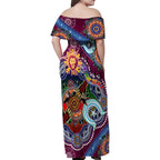 Custom NAIDOC Week 2024 Brisbane Lions Family Matching Off Shoulder Maxi Dress and Hawaiian Shirt Australia Aboriginal Dot Painting